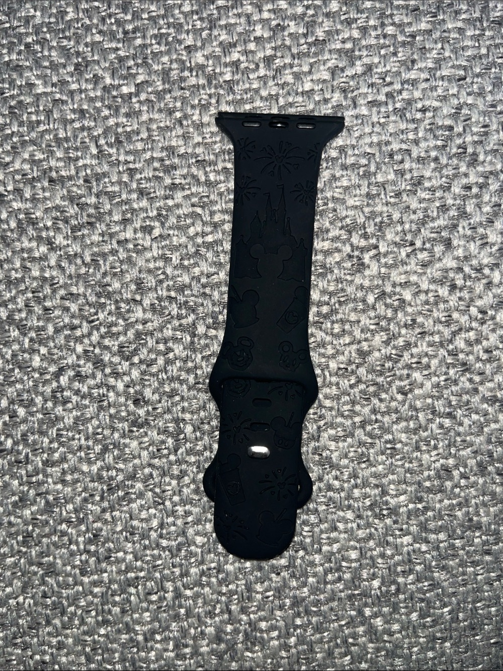 Black Silicone Watch Band with Disney theme design